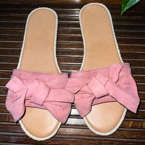 LOFT Blush Bow Slide Sandals